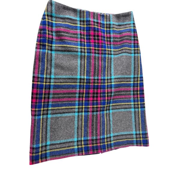 "Talbots" Women's Wool Blend Plaid Skirt Zip Up Midi Size 4 Office Work Academia - Picture 1 of 7